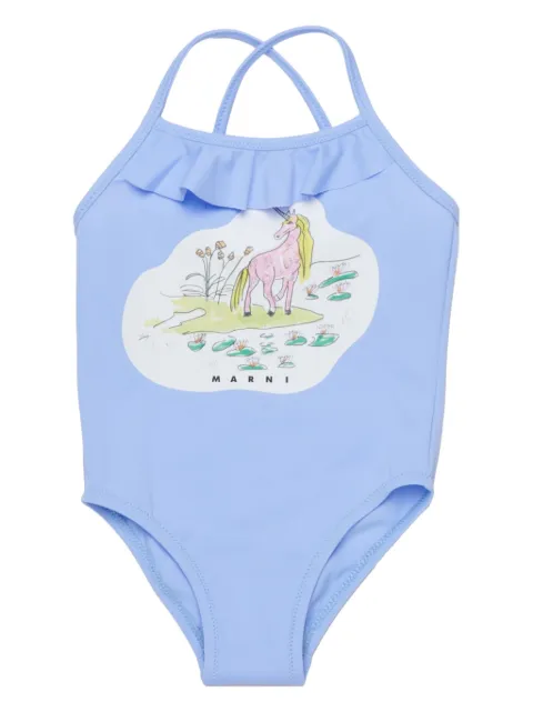Marni Kids ruffled print swimsuit