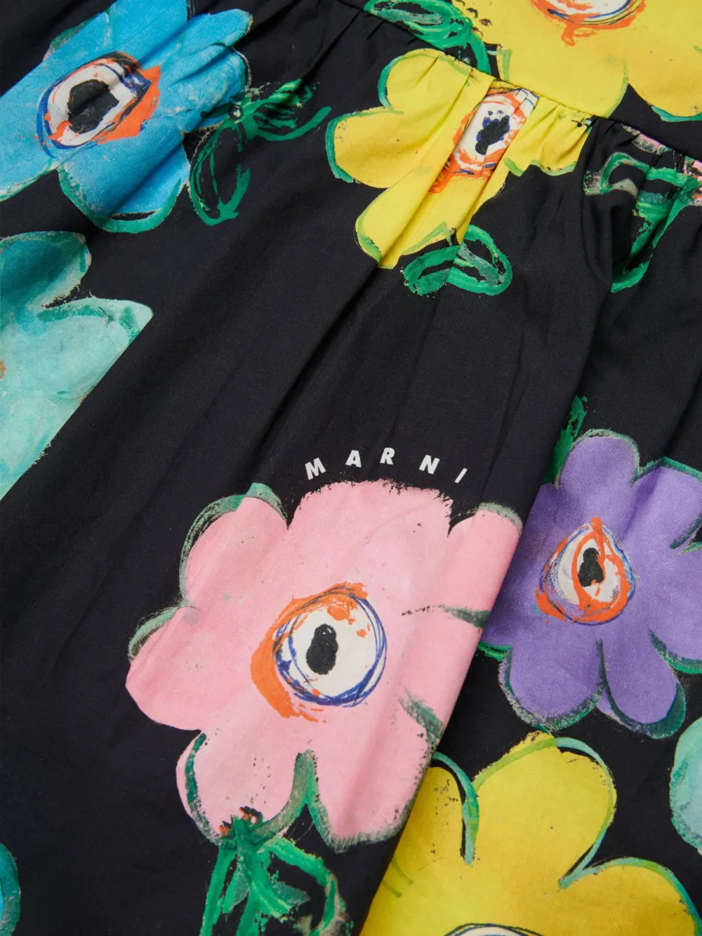 Marni Kids Jurk met pofmouwen en bloemenprint Zwart