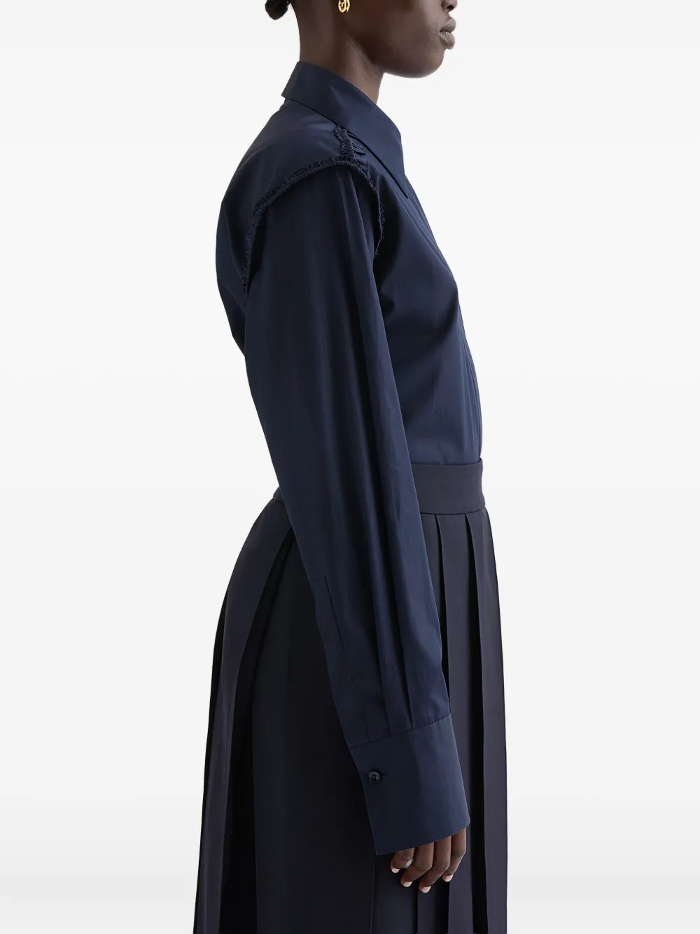 Jil Sander Katoenen popeline blouse met ruches Blauw