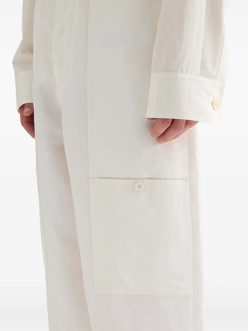 Jil Sander Broek met trekkoord en opgestikte zak Beige
