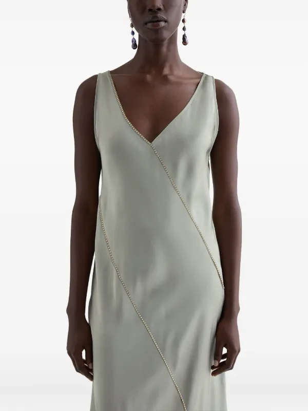 Jil Sander Crystal V-neck Dress | Neutrals | FARFETCH