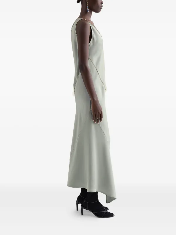 Jil Sander Crystal V-neck Dress | Neutrals | FARFETCH