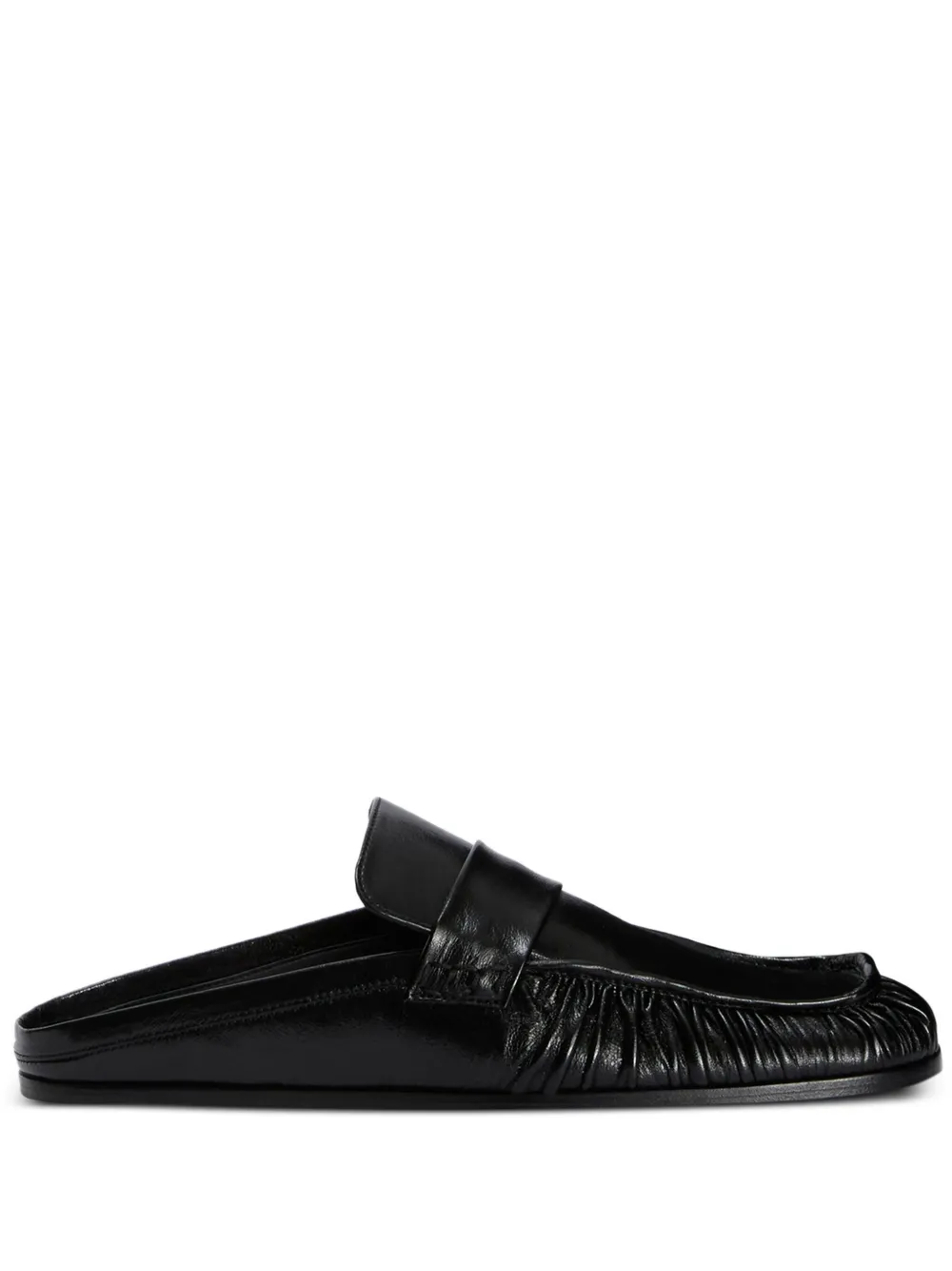 Jil Sander Leren muiltjes met gekreukt detail Zwart