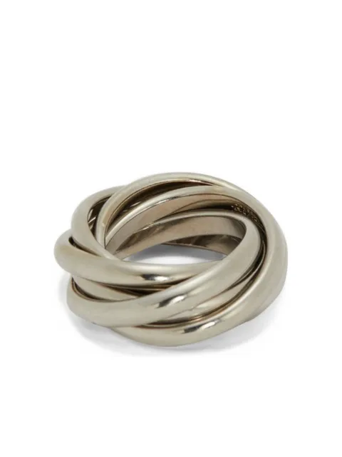 Jil Sander multilayer engraved-logo ring