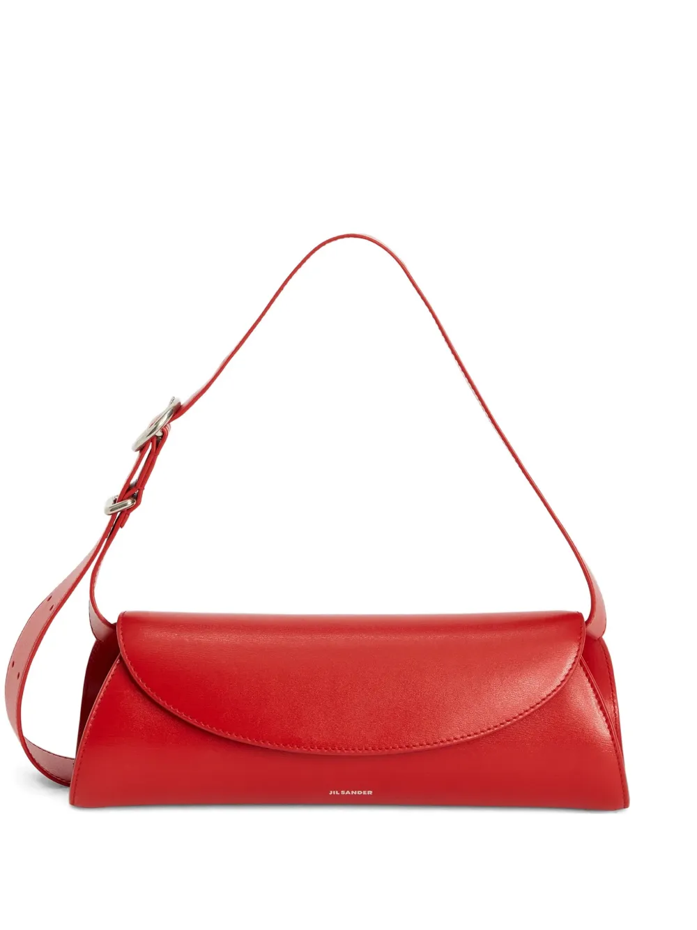 Jil Sander Borsa a spalla Cannolo piccola in pelle goffrata - Rosso