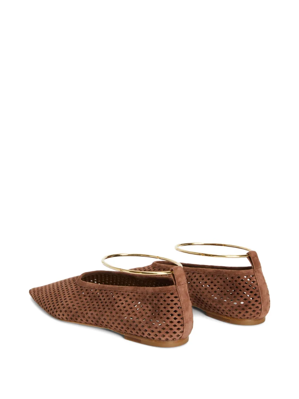 Jil Sander Perforated-design Pointed-toe Ballerina In Brown