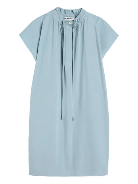 Jil Sander midi collar drawstring poplin dress