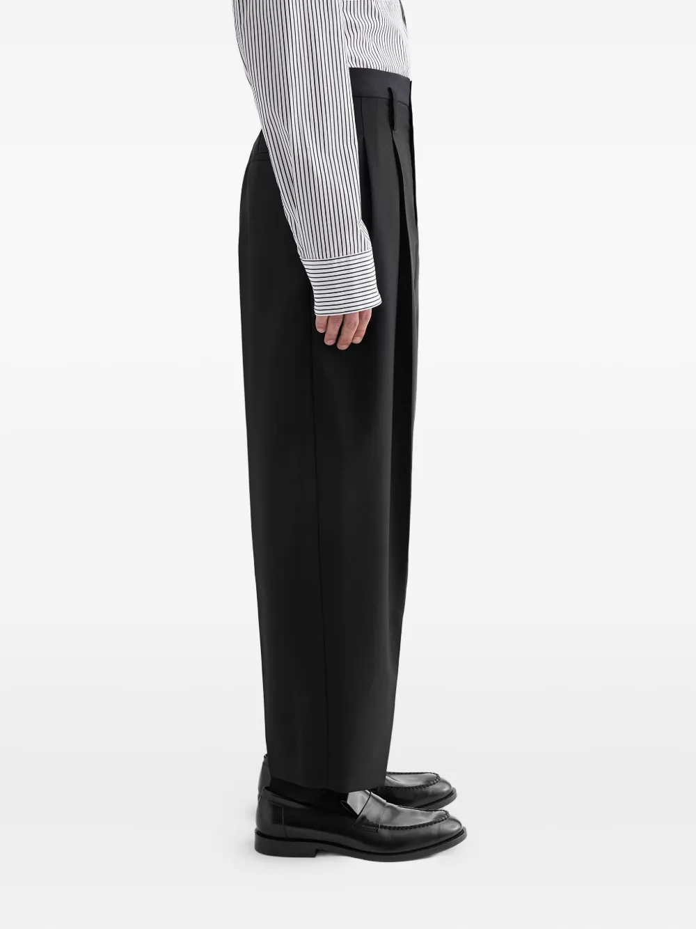 Jil Sander Wollen gabardine broek met toelopende pijpen Zwart