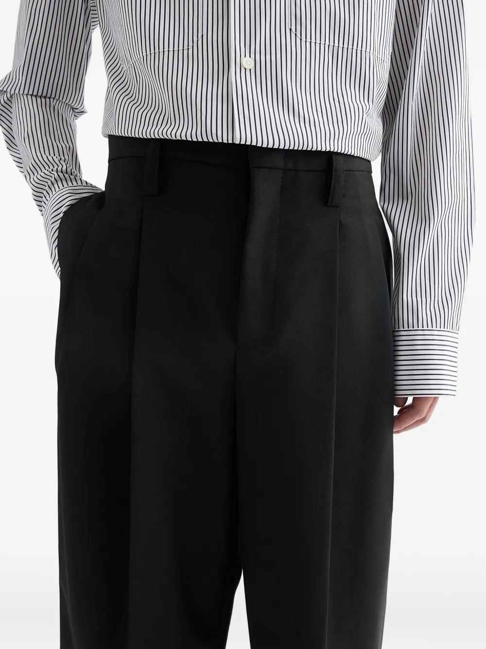 Jil Sander Wollen gabardine broek met toelopende pijpen Zwart