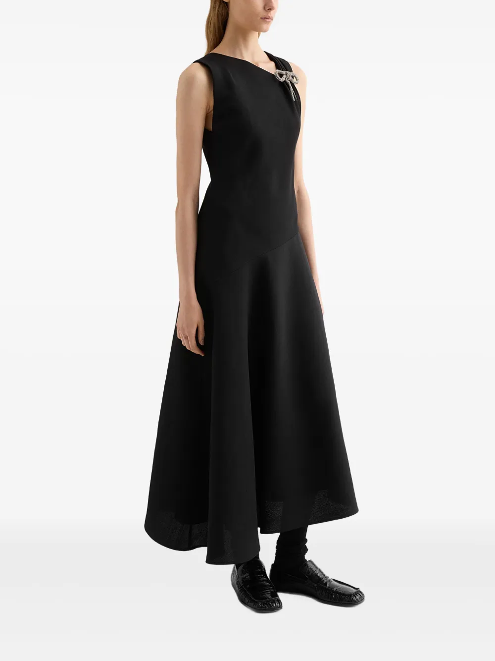 Jil Sander Jurk met asymmetrische afwerking - Zwart