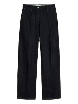 Prada wide-leg Selvedge Jeans | Black | FARFETCH