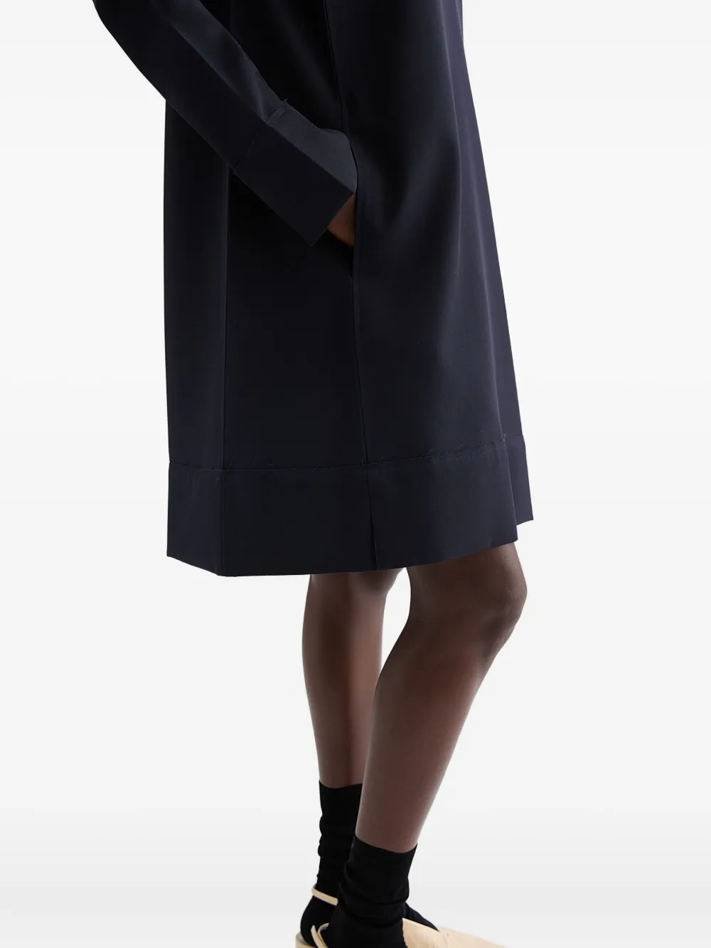 Jil Sander Pointed-collar Wool Gabardine Mini Dress In Blue