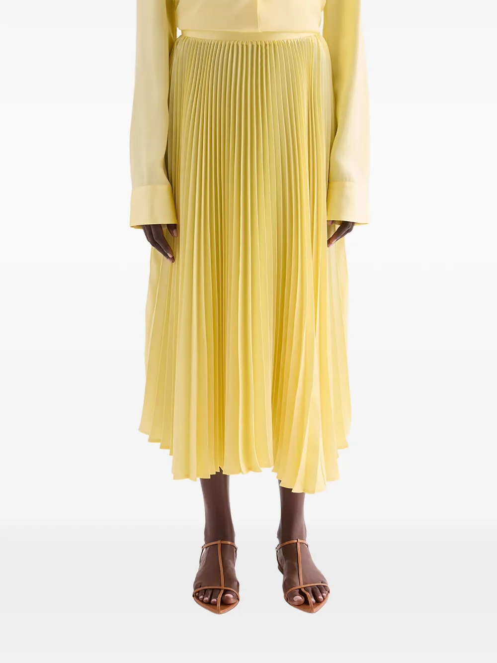 Jil Sander Technische twill plooirok Geel