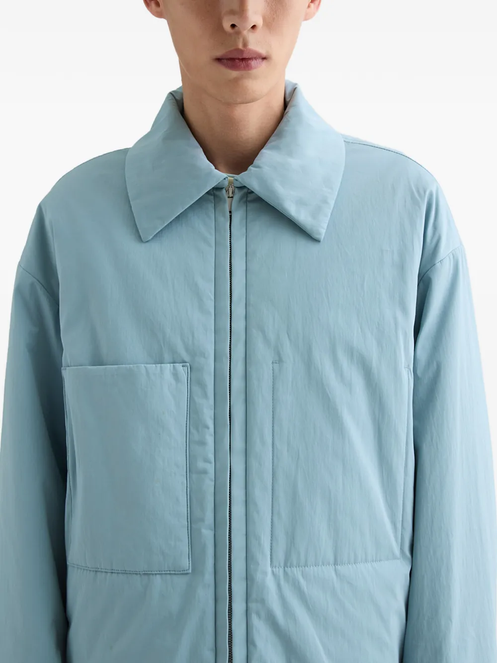 Jil Sander Katoenen popeline gewatteerd shirtjack Blauw