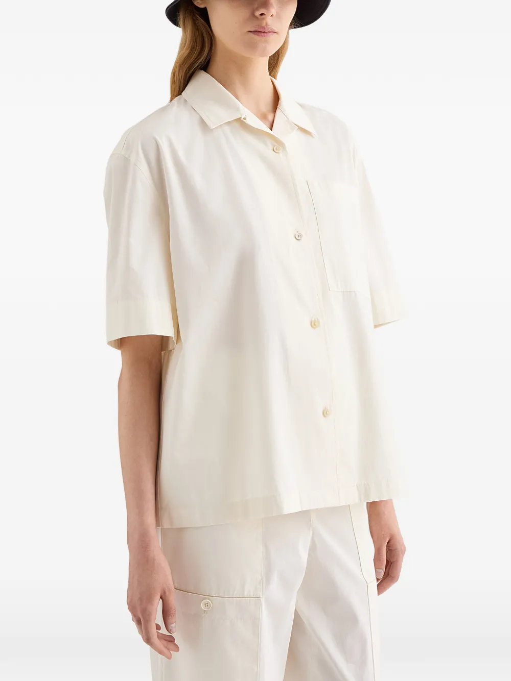 Jil Sander Patch Pocket Cotton Poplin Shirt In White