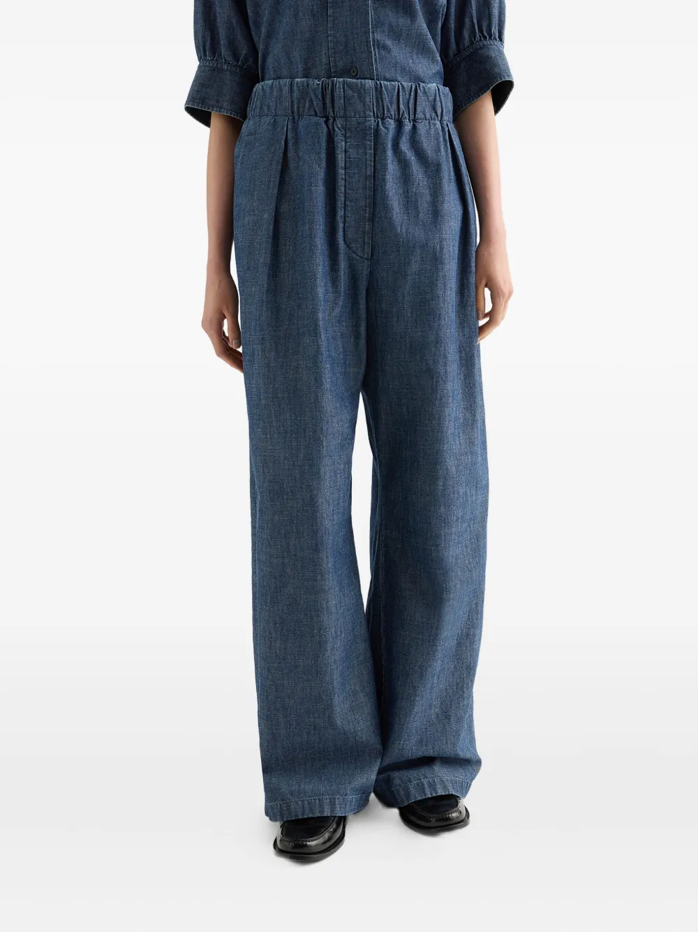 Jil Sander Katoenen chambray broek Blauw