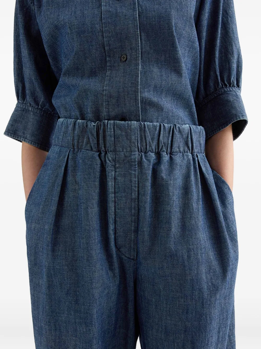 Jil Sander Katoenen chambray broek Blauw