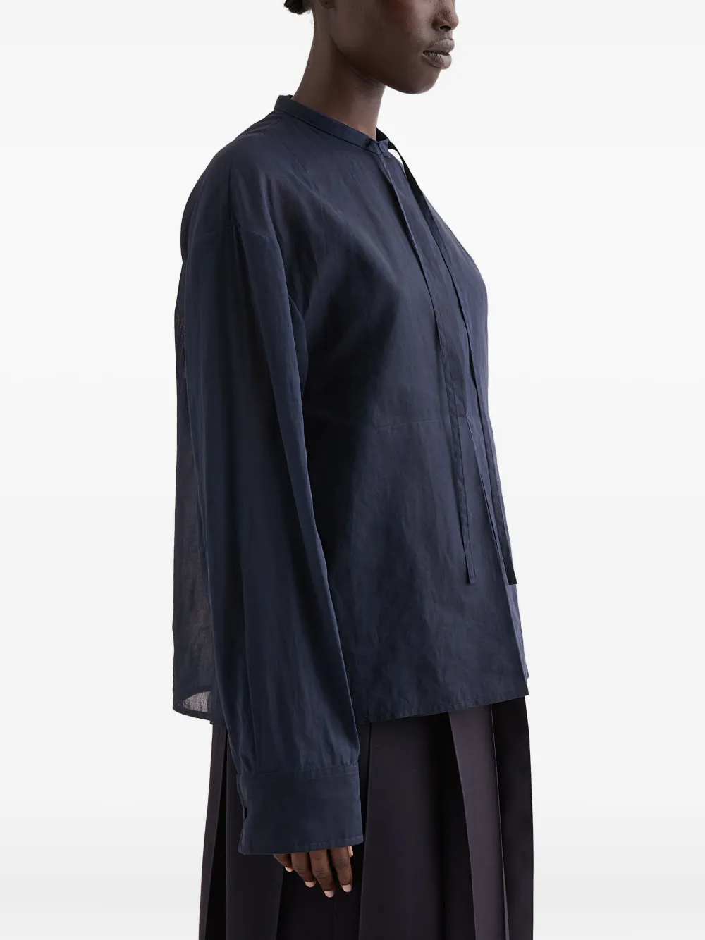  Jil Sander Plastron-drawstring Blouse - Blue 