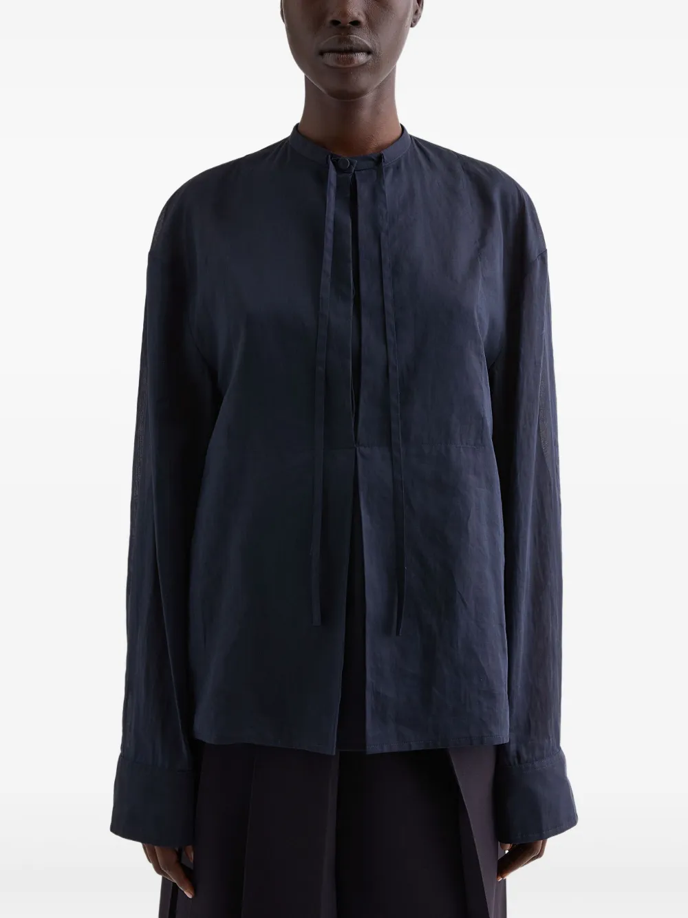  Jil Sander Plastron-drawstring Blouse - Blue 
