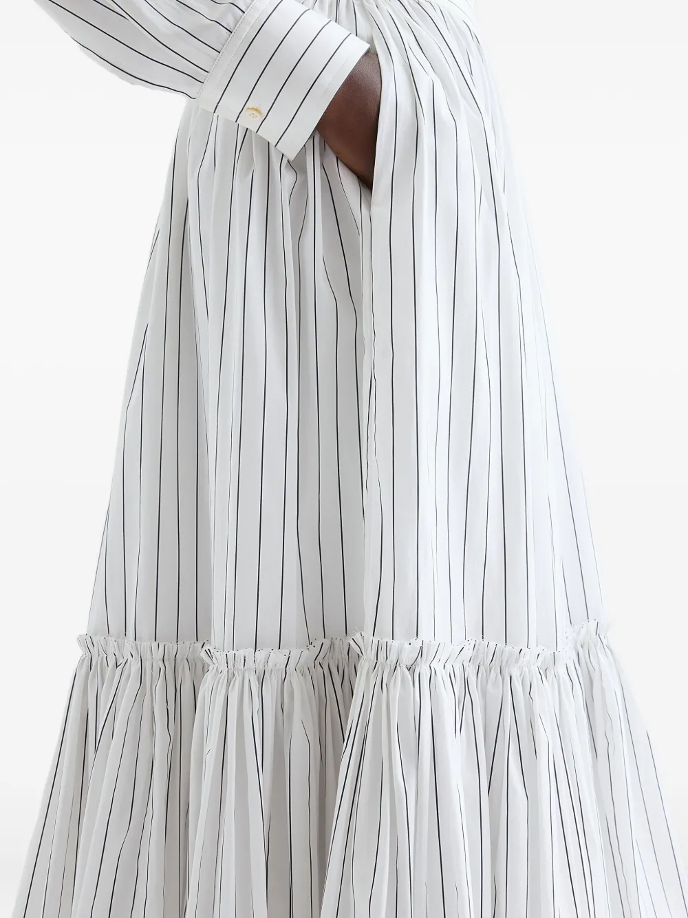 Jil Sander Gestreepte gesmockte midi-rok Wit
