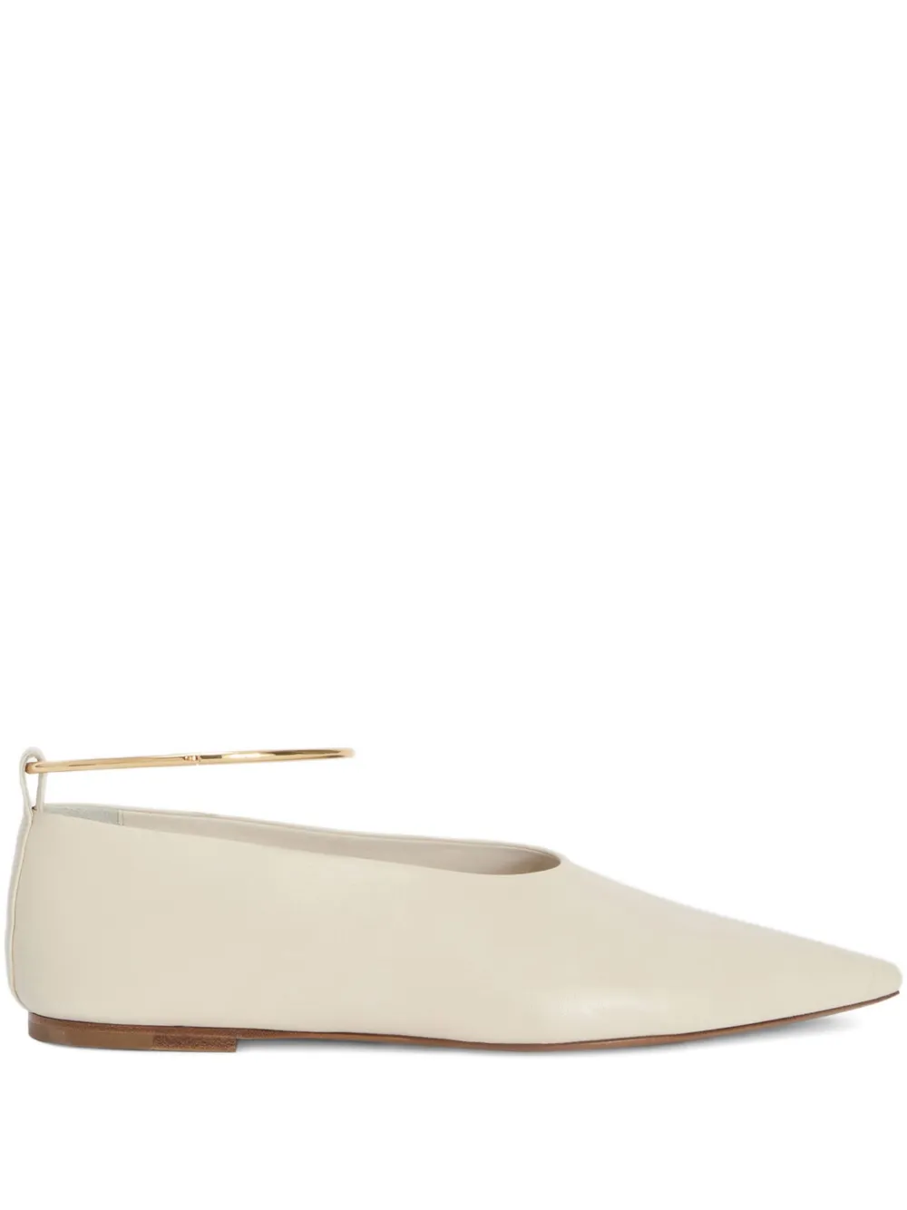 Jil Sander Pointed-toe Metal-detail Ballerina In Neutral