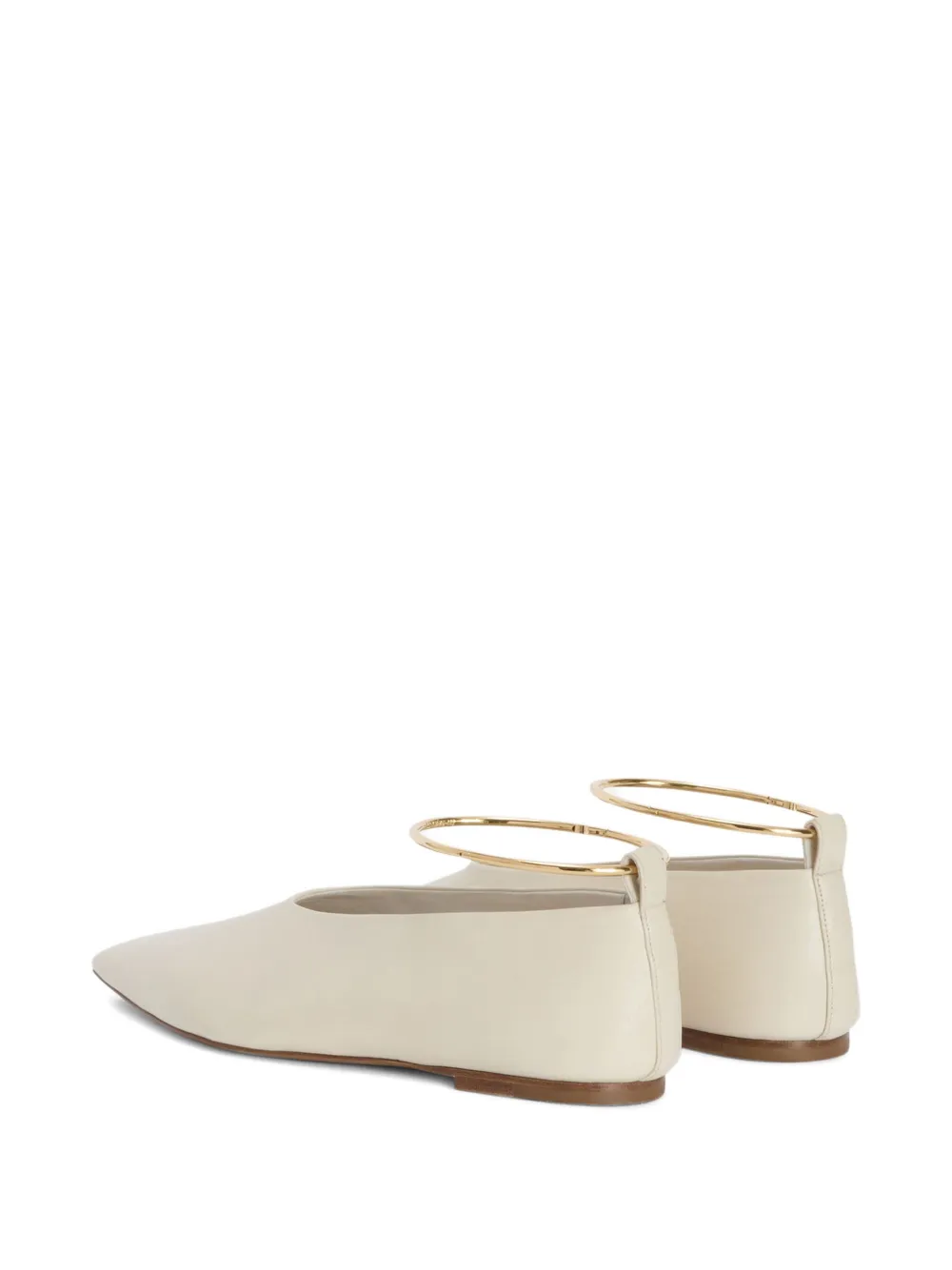 Jil Sander Pointed-toe Metal-detail Ballerina In Neutral