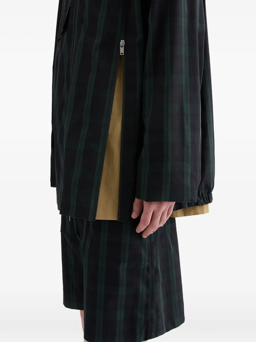  Jil Sander Check Print Zipped Blouson - Black 