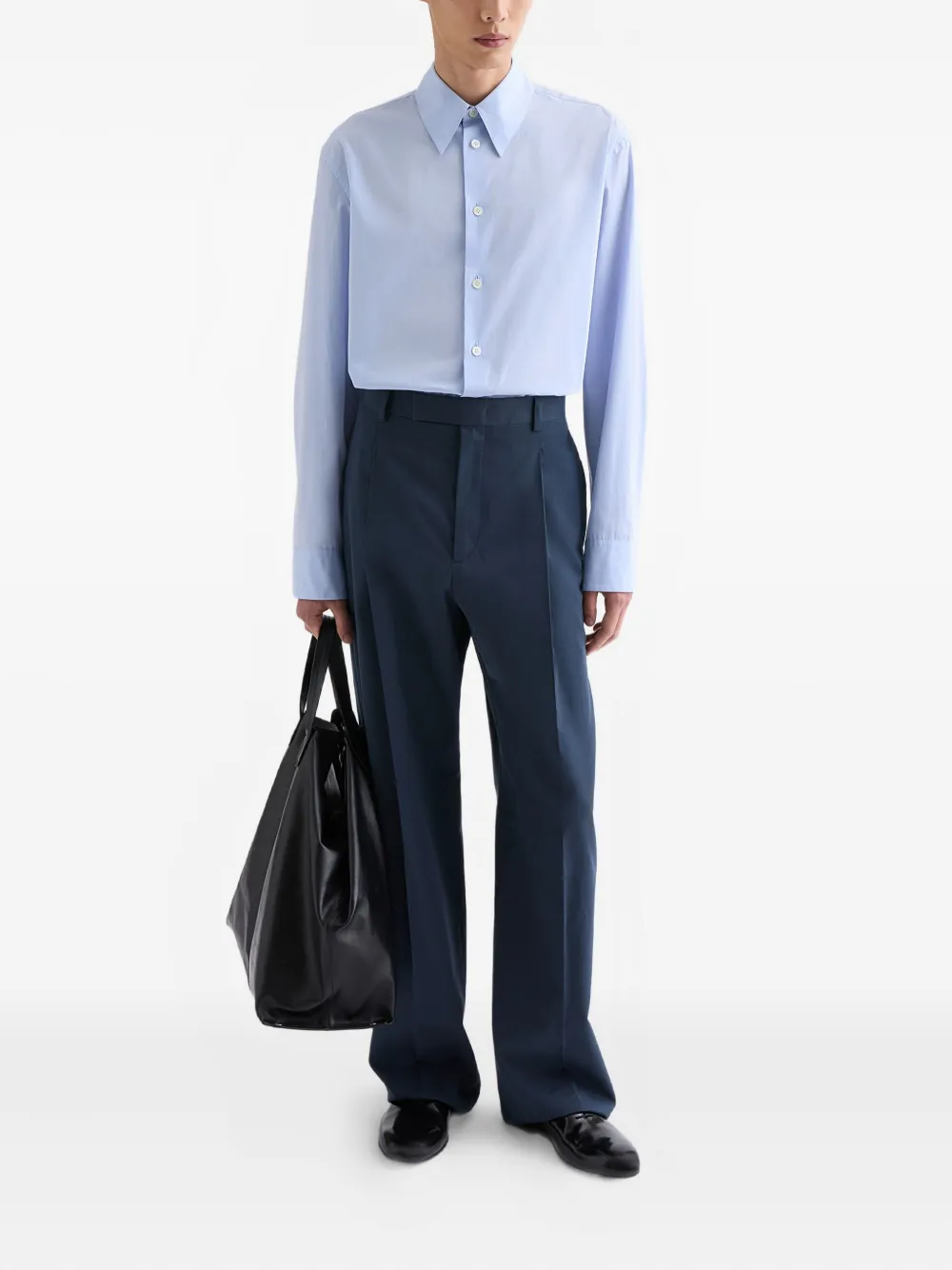 Jil Sander buttoned long-sleeved cotton shirt - Blauw