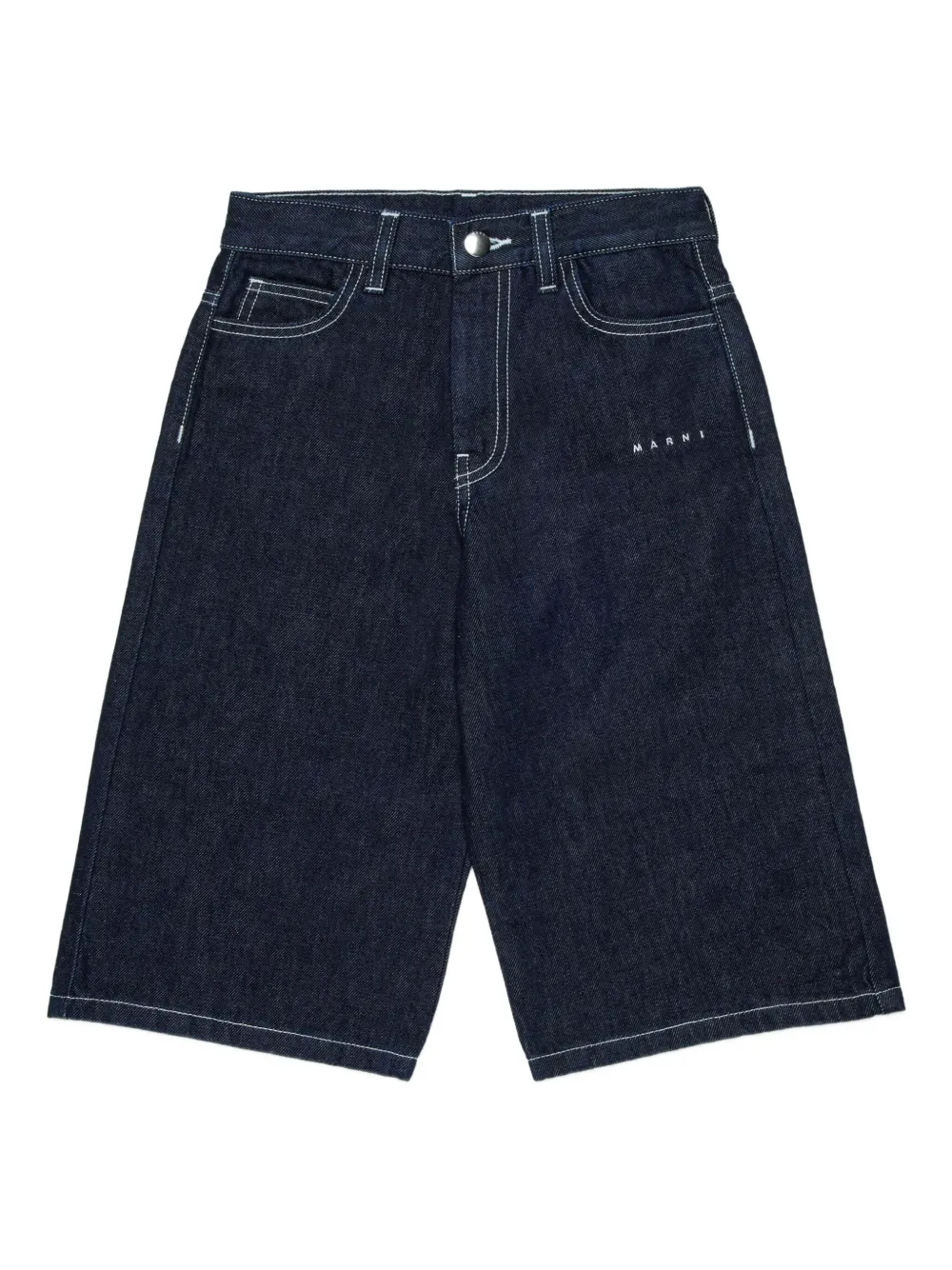 Marni Kids Shorts denim con cuciture a contrasto - Blu