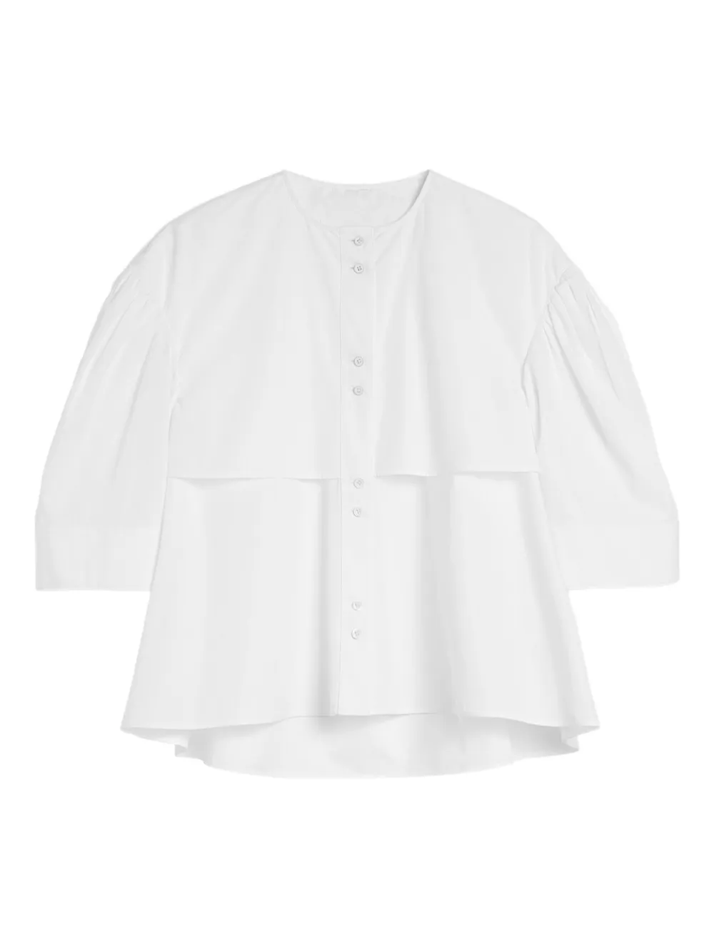 Jil Sander Gathered Short-sleeves Poplin Shirt In White