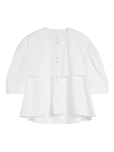 Jil Sander camisa de popelina con mangas fruncidas cortas