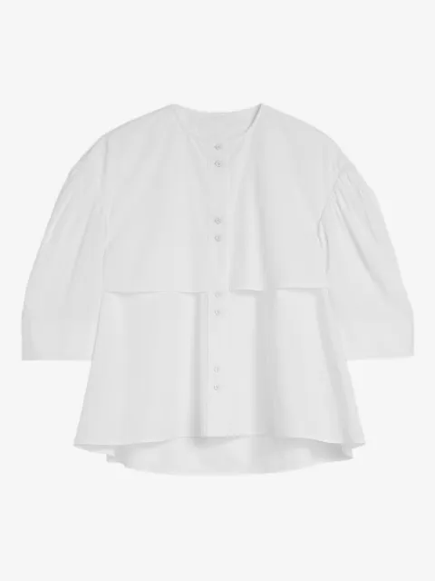 Jil Sander camisa de popelina con mangas fruncidas cortas