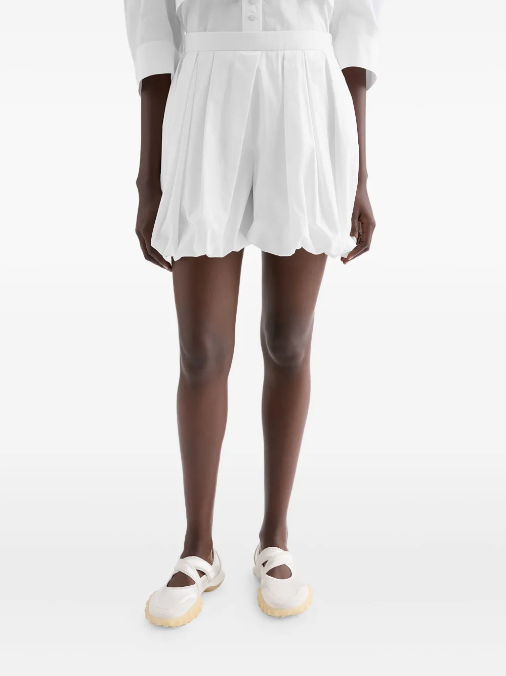  Jil Sander Gathered Balloon Hem Shorts - White 