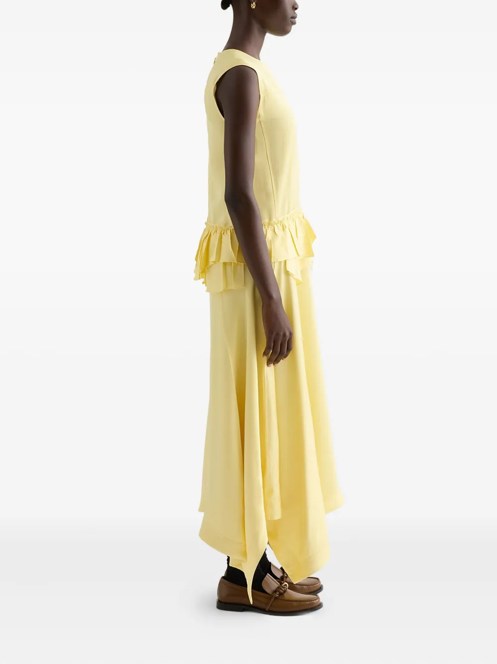 Jil Sander Asymmetrische jurk met ruches Geel