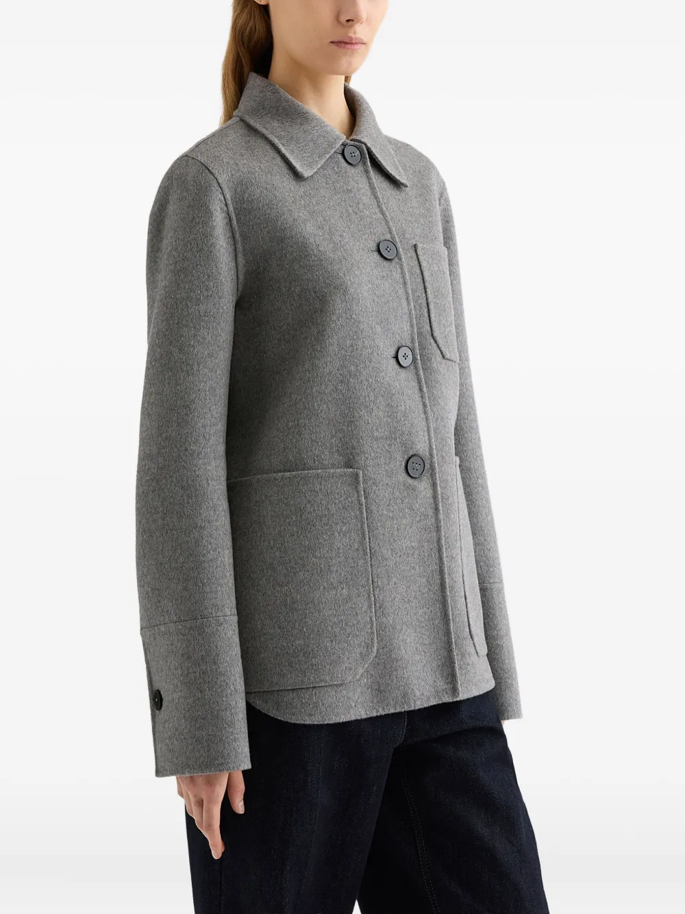 Jil Sander Blouse met opgestikte zak en gewelfde afwerking - Grijs