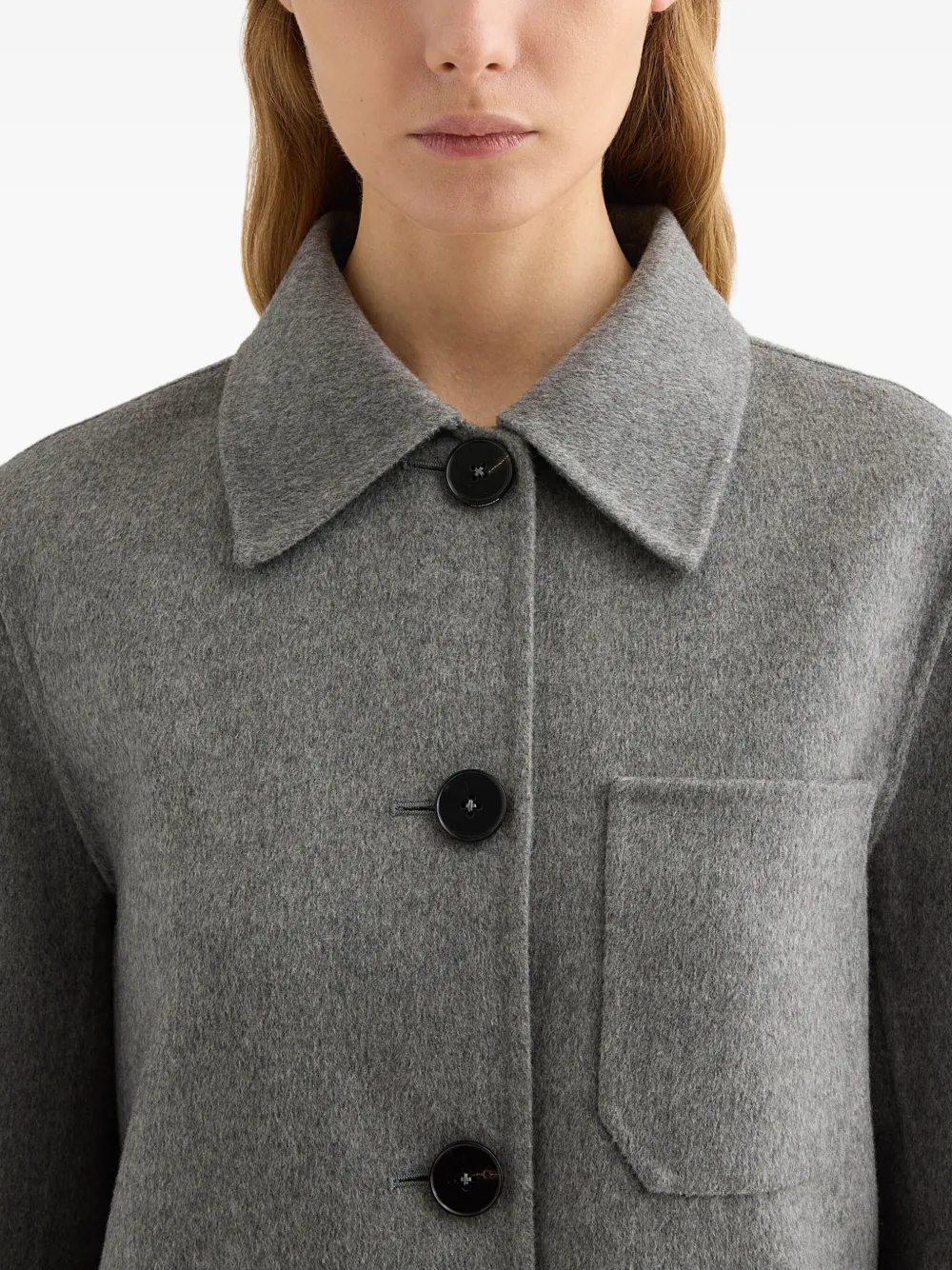  Jil Sander Curved-hem Patch-pocket Shirt - Grey 