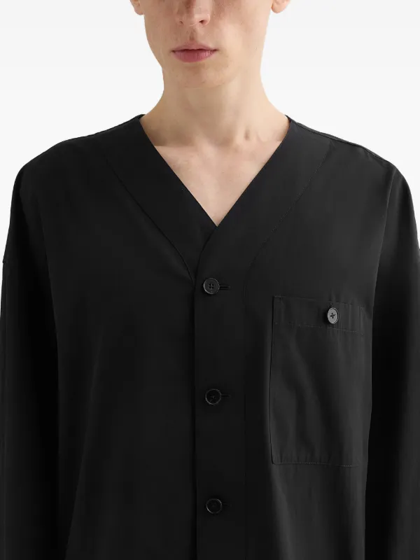 Jil Sander コットンポプリン Vネックシャツ | ブラック | FARFETCH JP