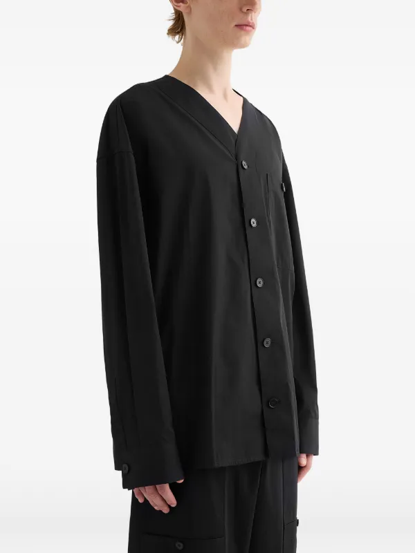 Jil Sander コットンポプリン Vネックシャツ | ブラック | FARFETCH JP