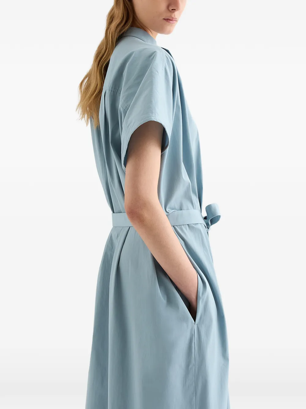 Jil Sander Popeline katoenen jurk met ceintuur Blauw