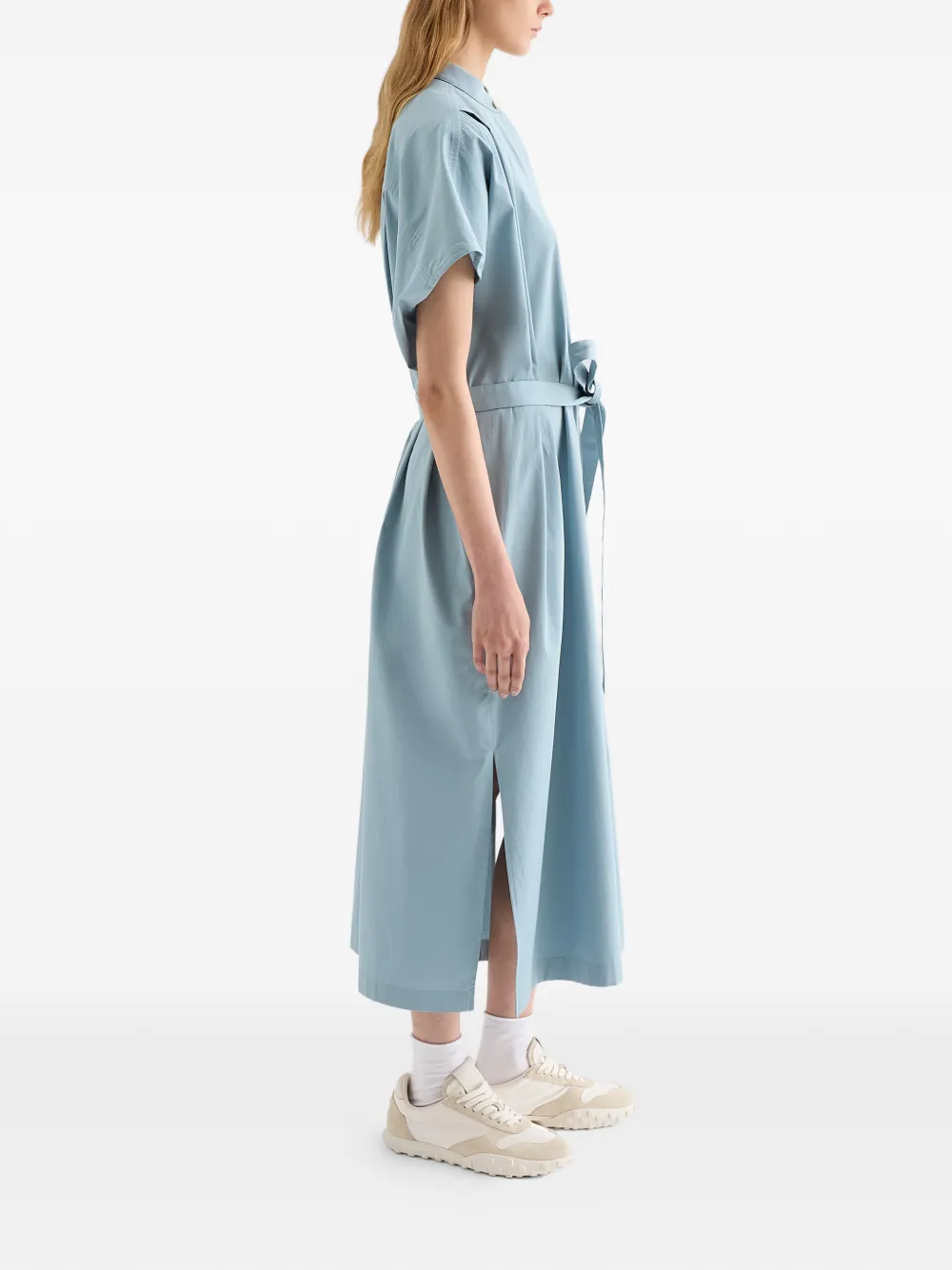 Jil Sander Popeline katoenen jurk met ceintuur - Blauw