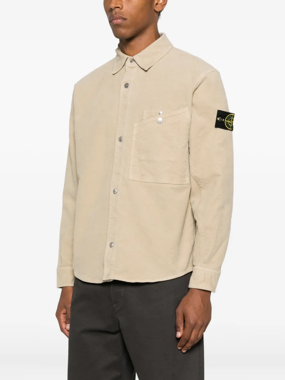 Stone Island Overhemd met Compass-logopatch Beige