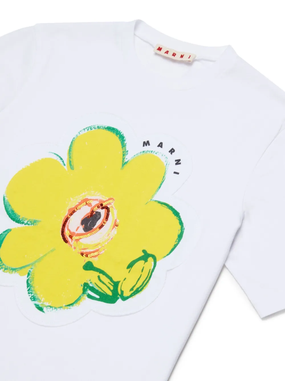 Marni Kids Floral Printed Crewneck T-shirt In Multi