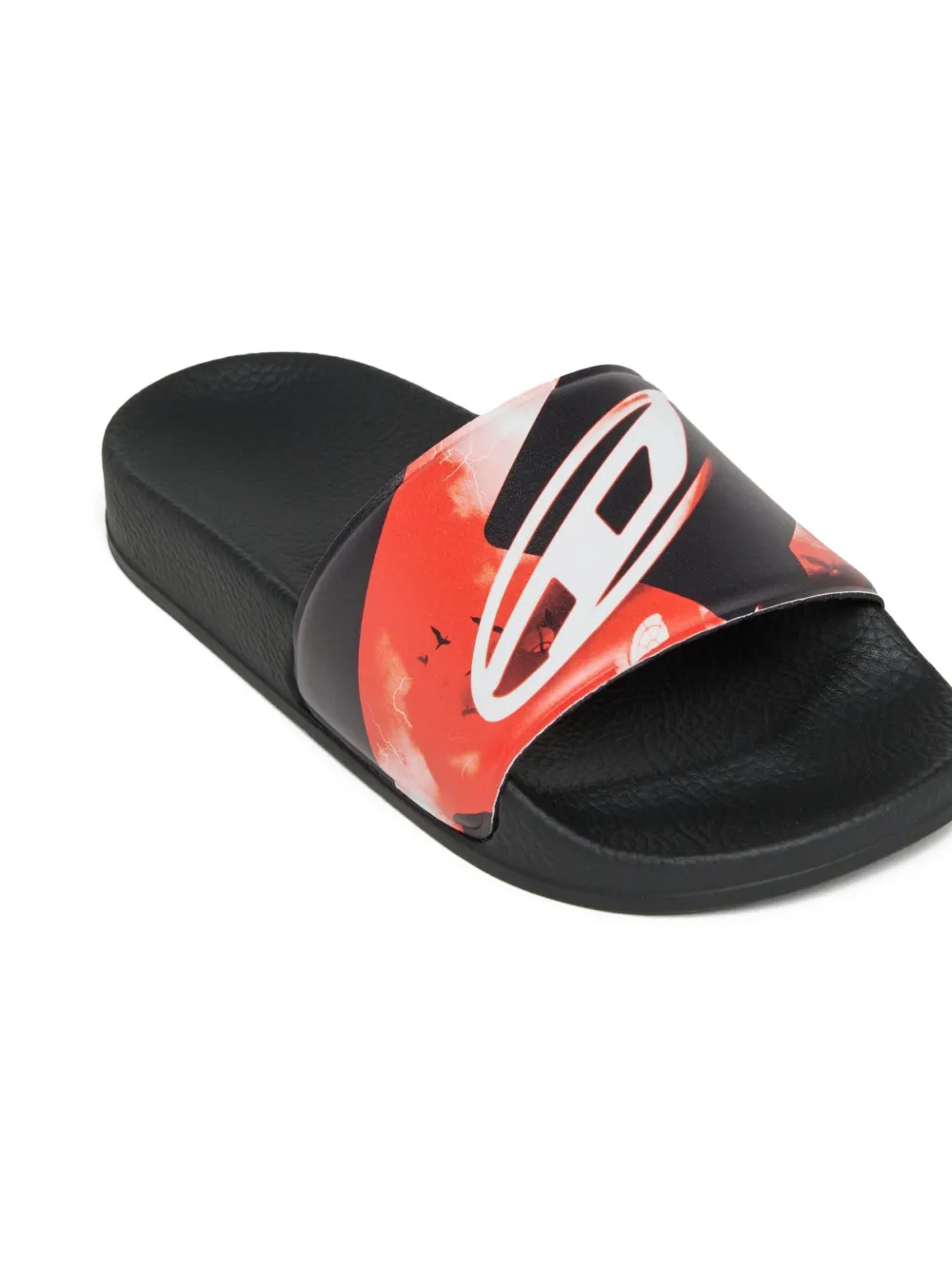 Diesel Kids Teenslippers met grafische print Zwart