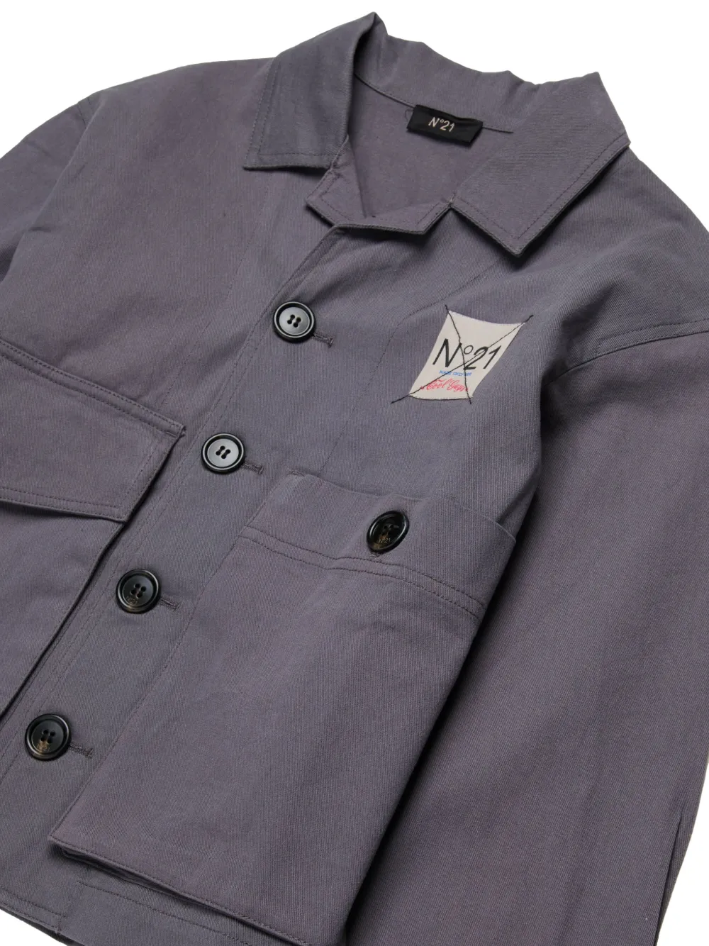 N°21 Buttoned Patch Bomber Jacket In Gray