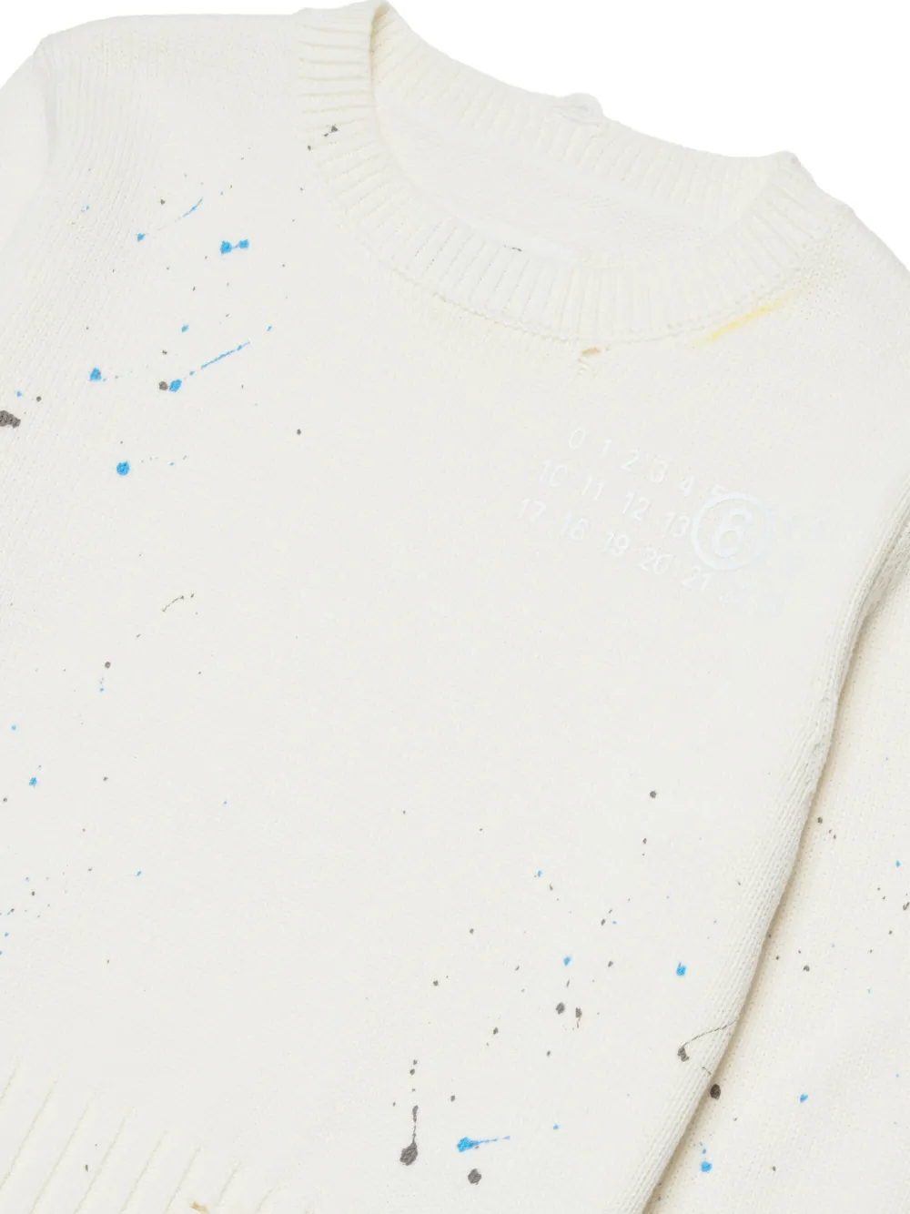 MM6 Maison Margiela Kids splatter-paint crew-neck Sweater | White