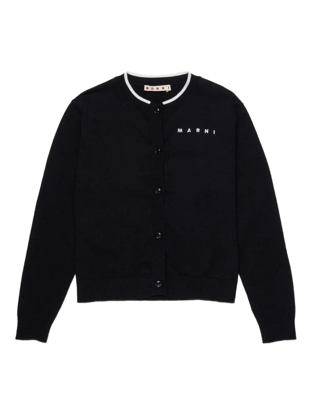 Marni Kids Cardigan con bottoni e logo - Nero
