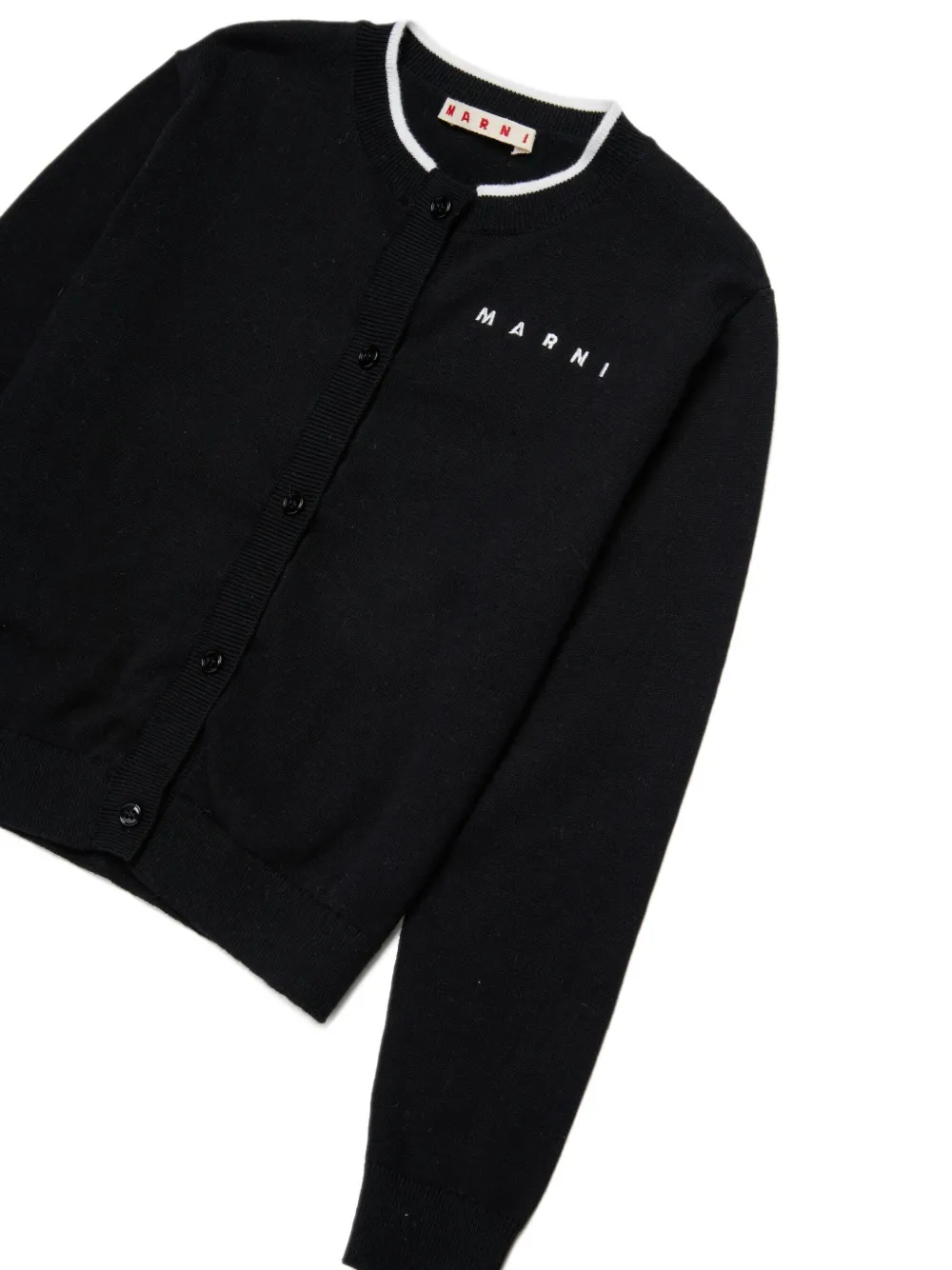  Marni Kids Buttoned Logo Cardigan - Black 