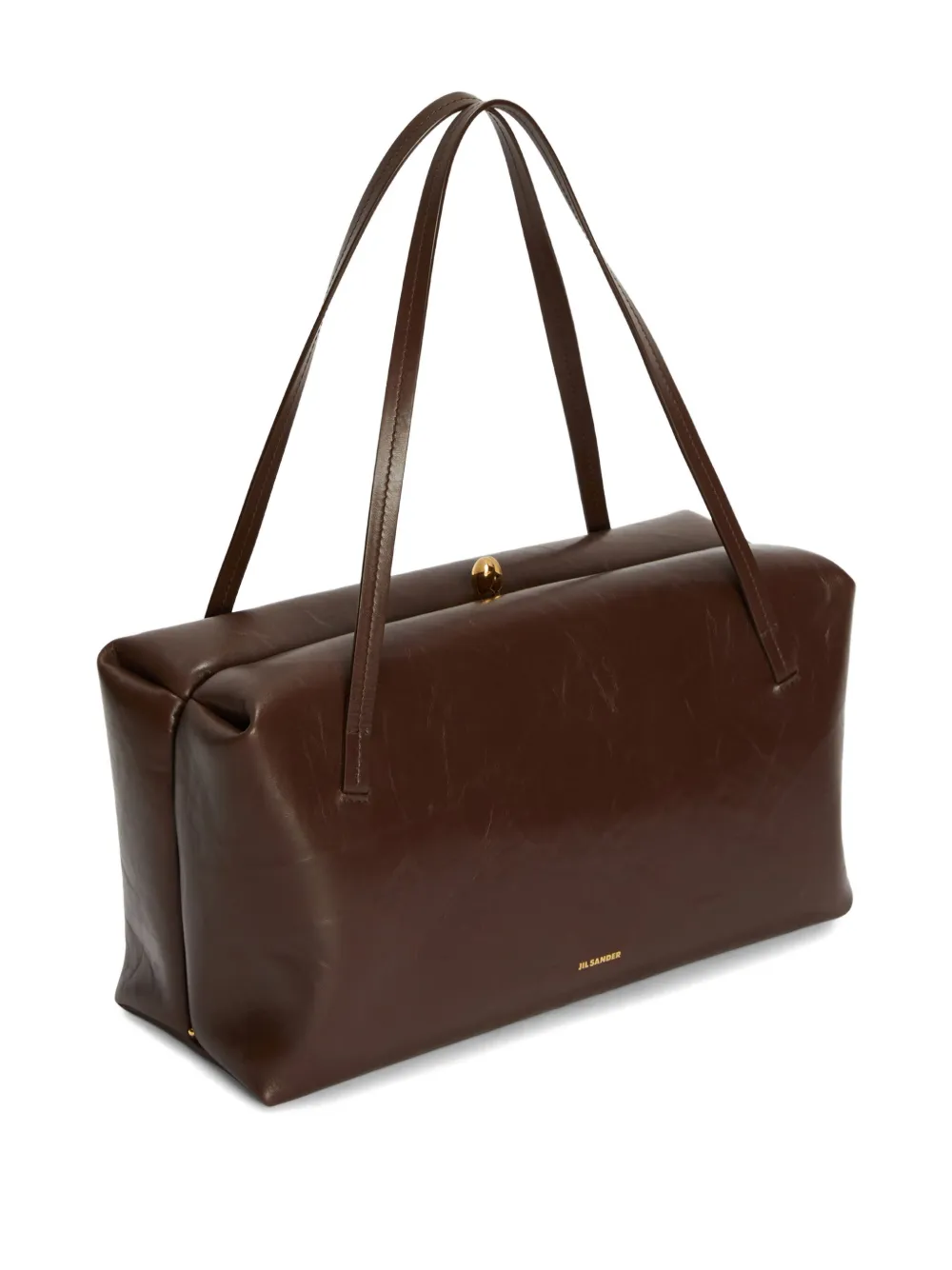 Jil Sander Schoudertas met metalen montuur en logo-reliëf - Bruin
