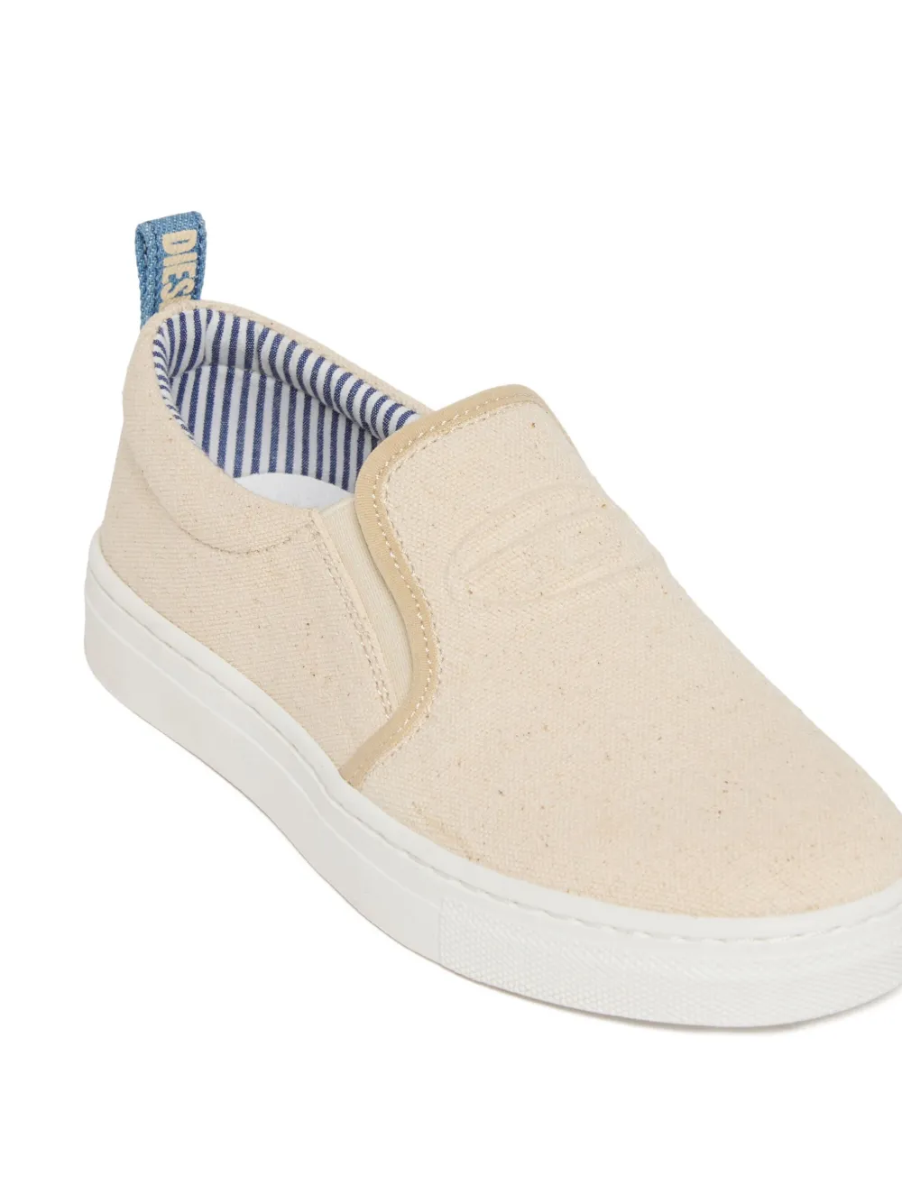 Diesel Kids Slip-on sneakers met logo-reliëf Beige