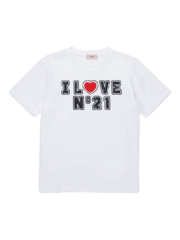 No21 ハートTシャツ Nº21 Kids ハートモチーフ Tシャツ | ホワイト | FARFETCH JP